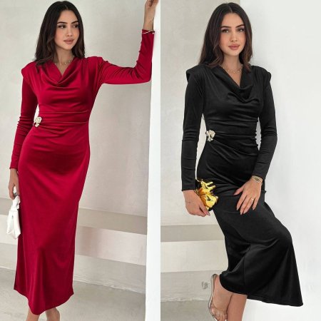 فستان مخمل ربيعي